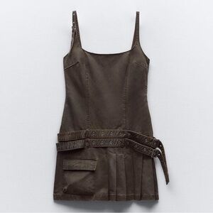Zara Brown Waxed Mini Dress